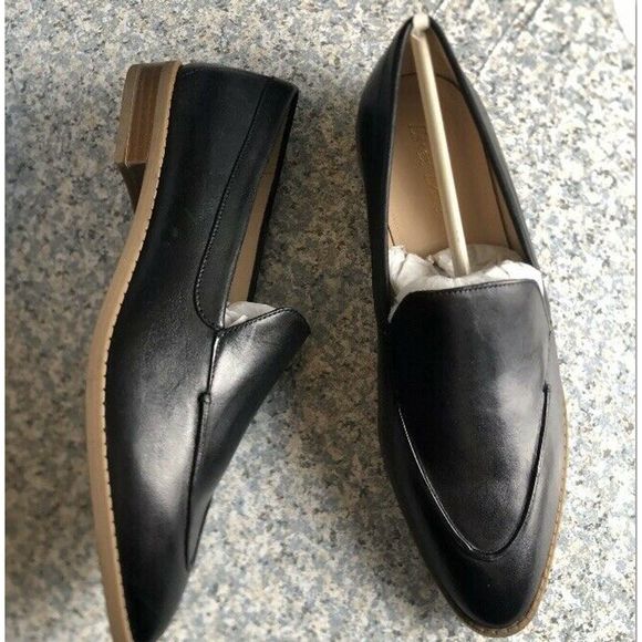 black leather loafers womens